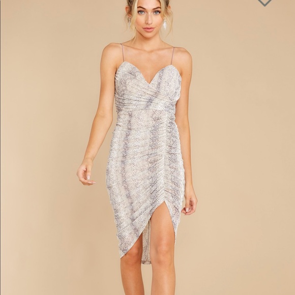 NWT Small Snake print mini grey cream dress - Stretch sweetheart - Picture 4 of 11